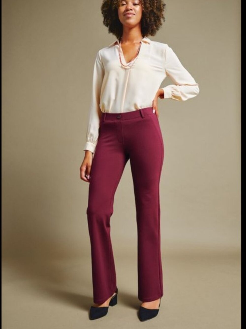 New Betabrand Deep Garnet Jeanie Straight Dress Pant Yoga Pants Medium